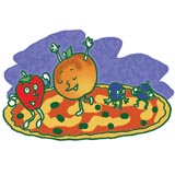 Click the fruity friends to get the recipe for Fruit Pizza. Click the fruity friends to get the recipe for Fruit Pizza.