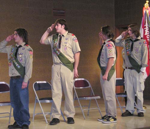 The four of us took our Eagle Scout oath together. The four of us took our Eagle Scout oath together.