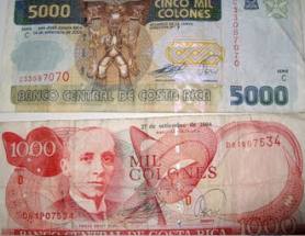 5,00 and 1,000 Colones bills 5,00 and 1,000 Colones bills